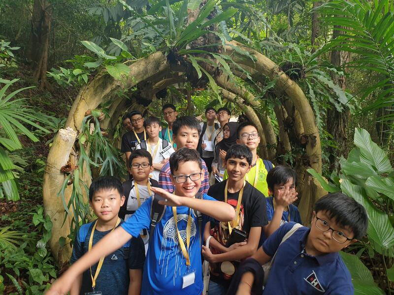 Kids on outdoor learning trail at CodeFest event
