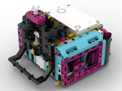 LEGO SPIKE Prime robot with cube carrier attachment