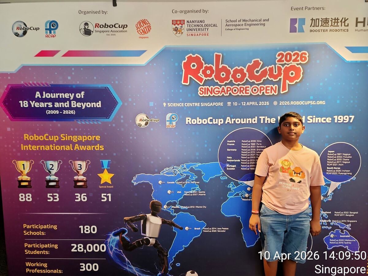 Student posing at RoboCup 2026 Singapore Open