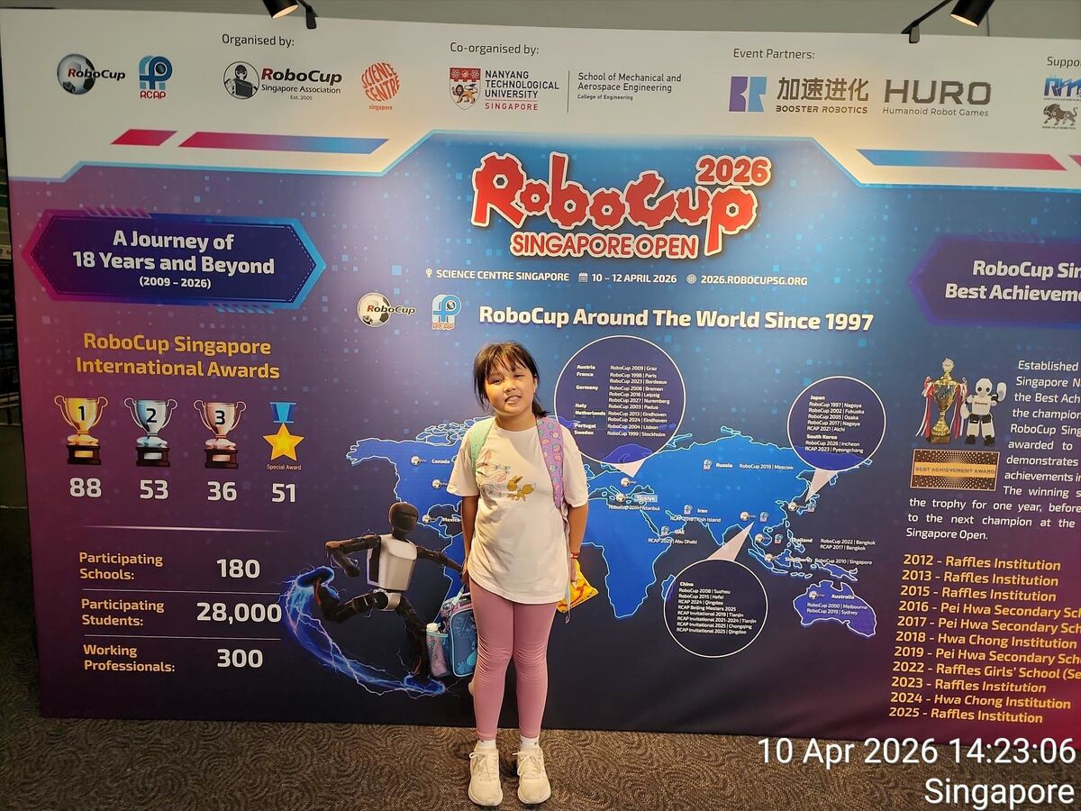 Student at RoboCup 2026 Singapore Open photo wall