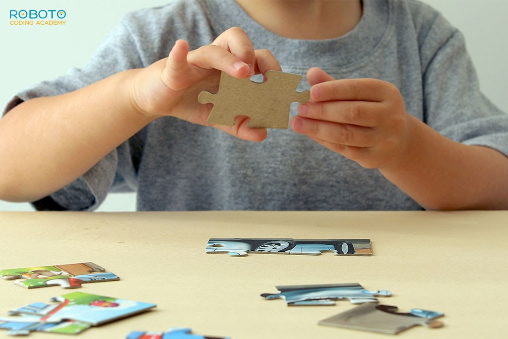 young puzzle solving