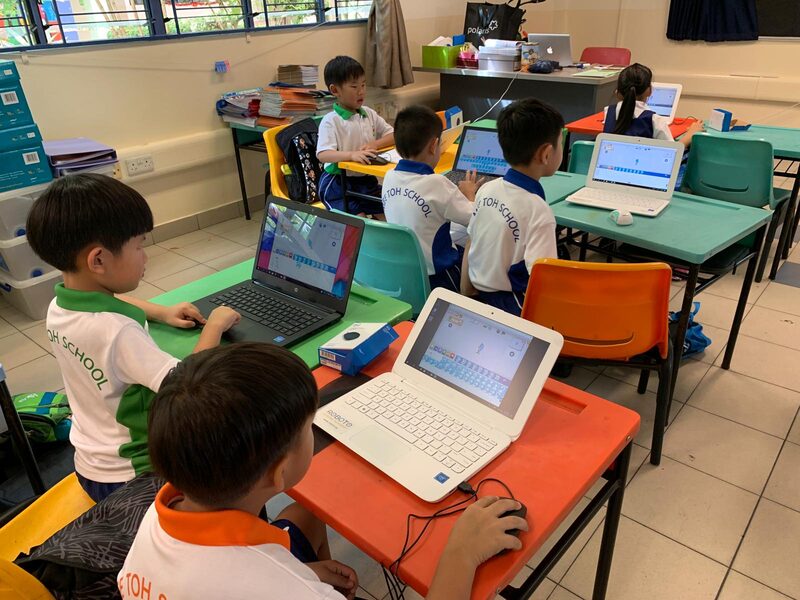 Students collaborating on a STEM project