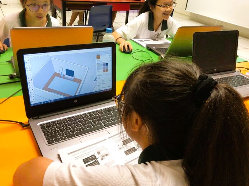 Students learning 3D design with SketchUp